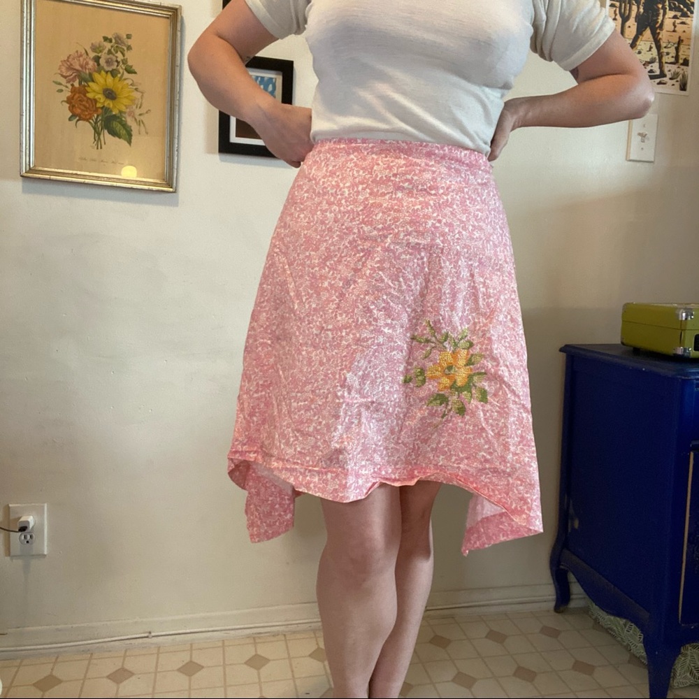 Cottagecore Embroidered Wrap Skirt